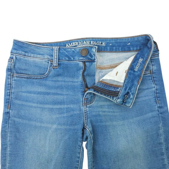 American Eagle Super Stretch Jegging Womens 8 Denim Jeans Low Rise Distressed - Picture 7 of 14